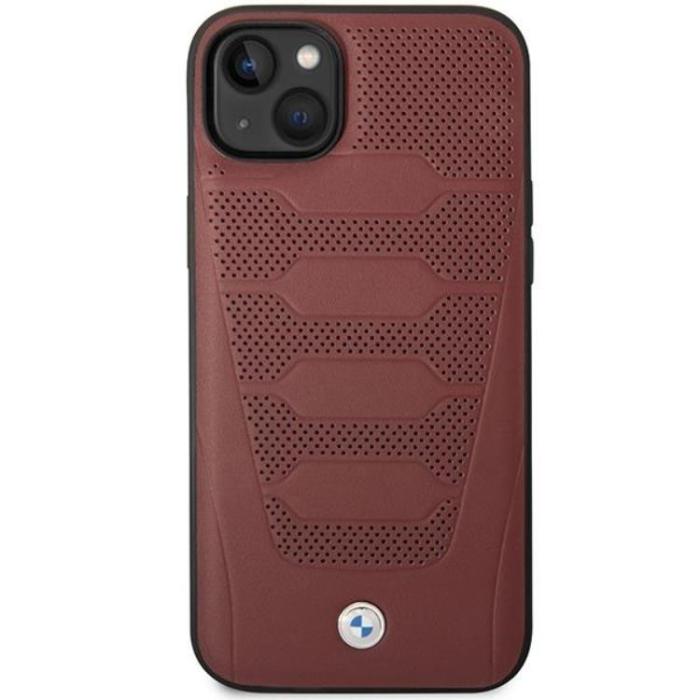 BMW - BMW iPhone 14 Mobilskal Läder Seats Pattern - Burgundy