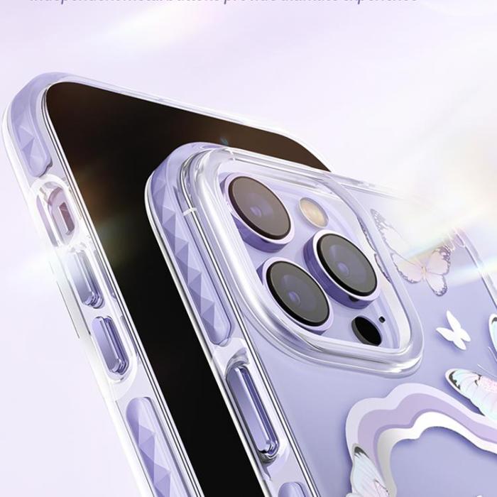 Kingxbar - Kingxbar iPhone 14 Plus Skal Magsafe Butterfly - Lila
