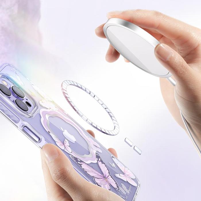 Kingxbar - Kingxbar iPhone 14 Plus Skal Magsafe Butterfly - Lila