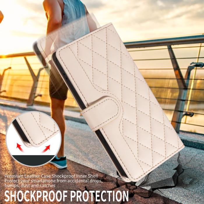 OEM - Rhombus Samsung Galaxy S26 Plus Fodral Äkta Läder - Aprikos