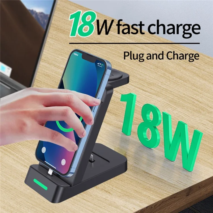 OEM - 3in1 Trådlös Laddare iPhone, Apple Watch, Airpods B20 - Vit