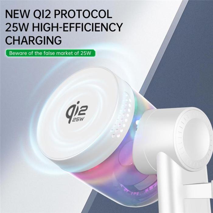 A-One Brand - Qi2.2 Magnetisk Trådlös Laddare 25W iPhone/Apple Watch/AirPods - Vit