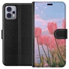 iSecrets - Plånboksfodral till Motorola Moto G23 med Rosa Tulpaner