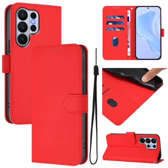 OEM - Samsung Galaxy S26 Ultra Fodral Konstläder Solid Color - Klar Röd