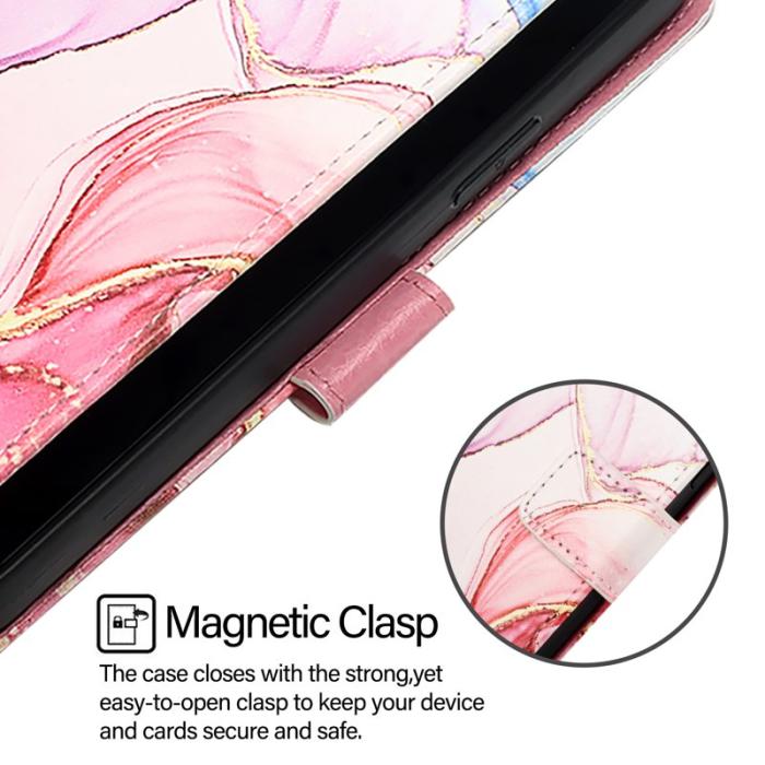 OEM - Samsung Galaxy S26 Ultra Skal Marmor Mönster Äkta Läder - Roséguld