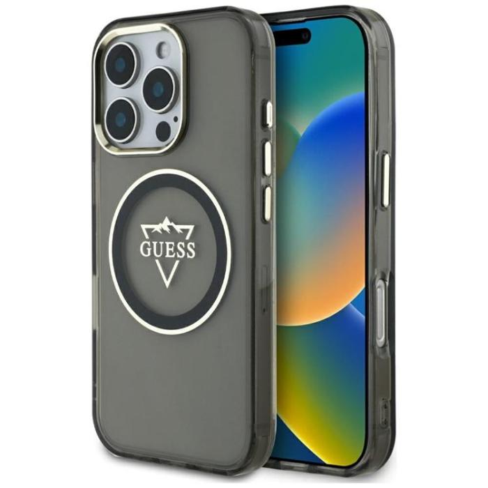 Guess - Guess iPhone 16 Pro Max Mobilskal MagSafe IML Mountain Logo - Svart