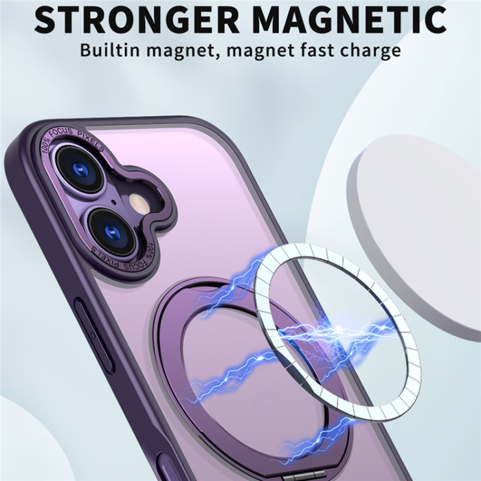 A-One Brand - iPhone 17 Mobilskal MagSafe TPU + Acrylic Kickstand - Lila