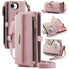Caseme - Caseme iPhone 16e Plånboksfodral RFID Blocking Zipper - Rosa