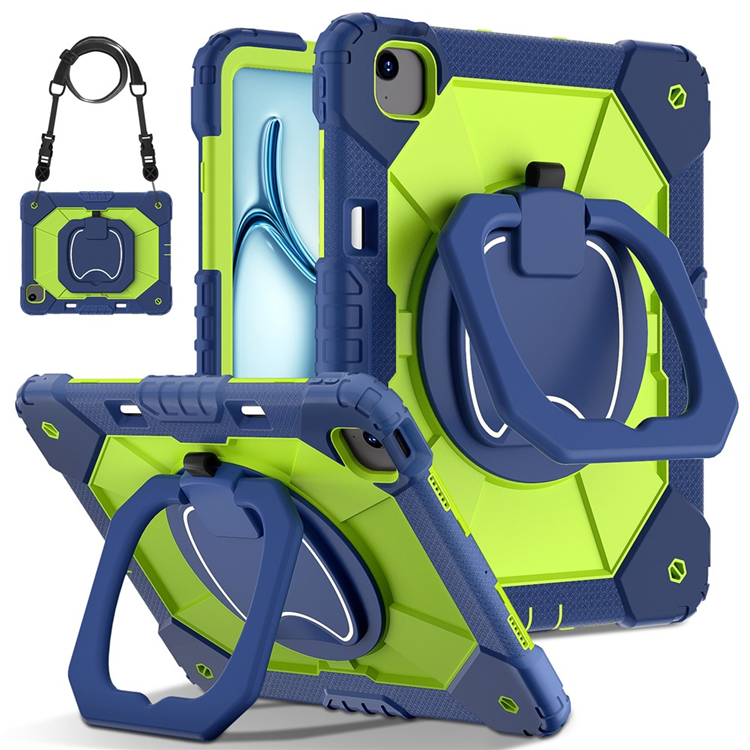 iPad Air 13(2025/2024) Skal Kickstand Silikon+PC - Marinblå/Gulgrön | 2353 | AlltMobil