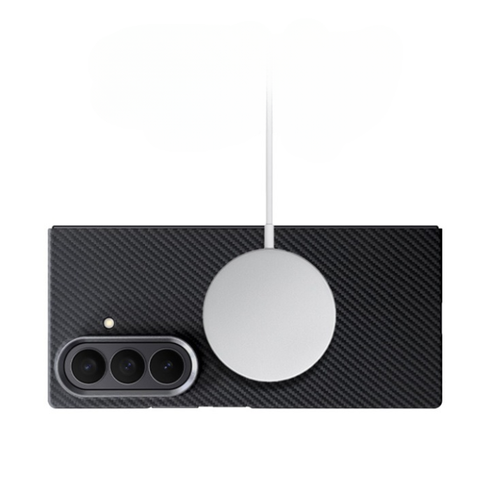 A-One Brand - Galaxy Z Fold 7 Mobilskal MagSafe Kevlar Metal Ring - Moon Blå