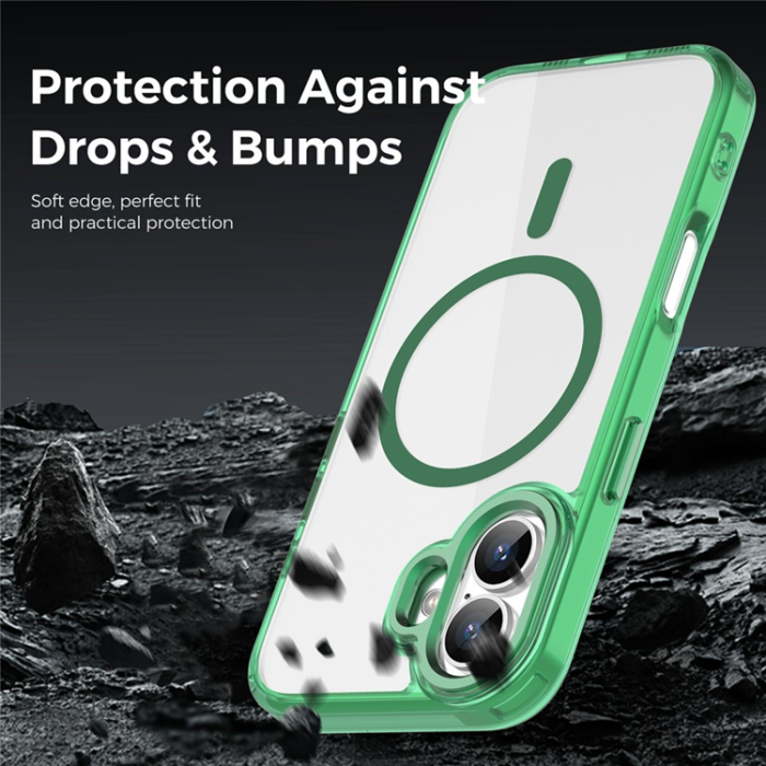 A-One Brand - iPhone 17 Mobilskal MagSafe TPU+PC Transparent - Grön