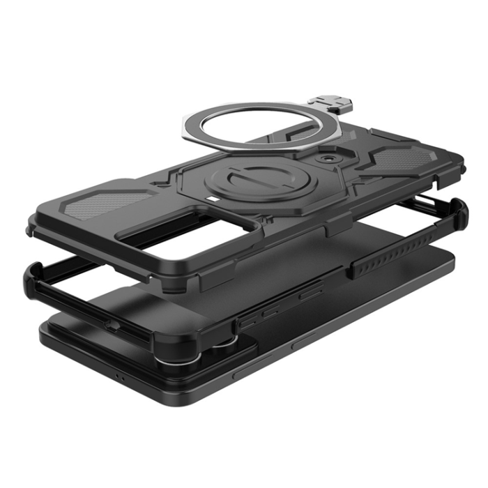 A-One Brand - Galaxy S26 Edge Mobilskal Rotating Metal Kickstand - Svart