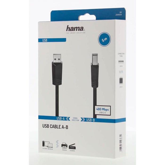 Hama - Hama Kabel USB 2.0 480 Mbit/s 5m - Svart