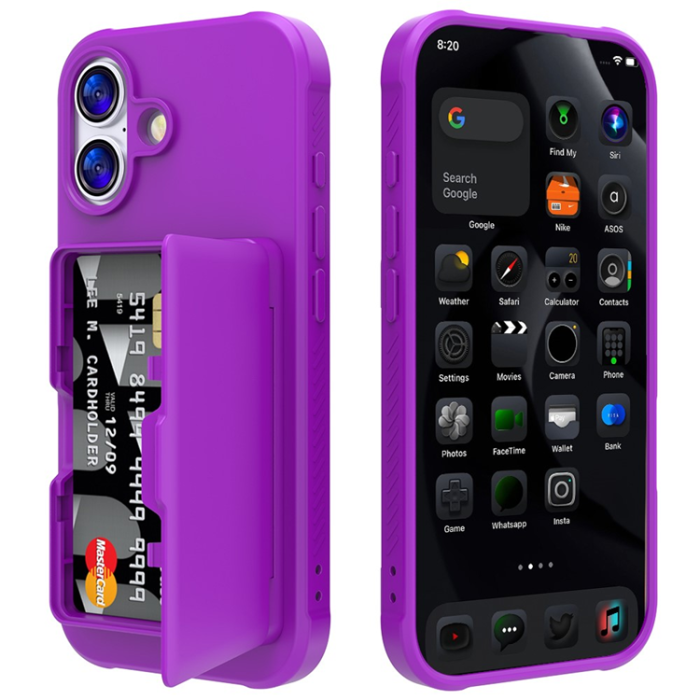 A-One Brand - iPhone 17 Mobilskal Korthållare Mirror Kickstand - Lila