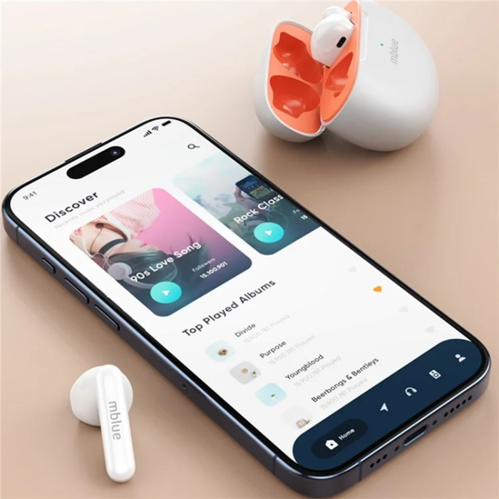 OEM - TWS In-Ear Sport Hörlurar Bluetooth Low Latency MBLUE AR10 - Vit