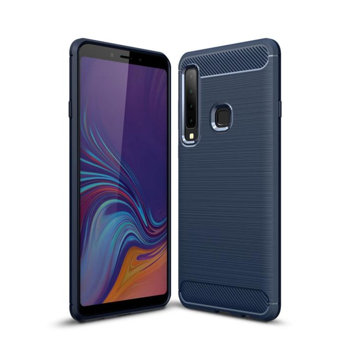 OEM - Carbon Brushed Mobilskal till Samsung Galaxy A9 (2018) - Blå