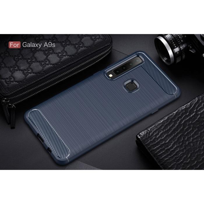 OEM - Carbon Brushed Mobilskal till Samsung Galaxy A9 (2018) - Blå