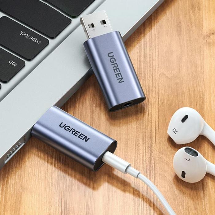 Ugreen - UGreen Adaptrar Audio - Grå