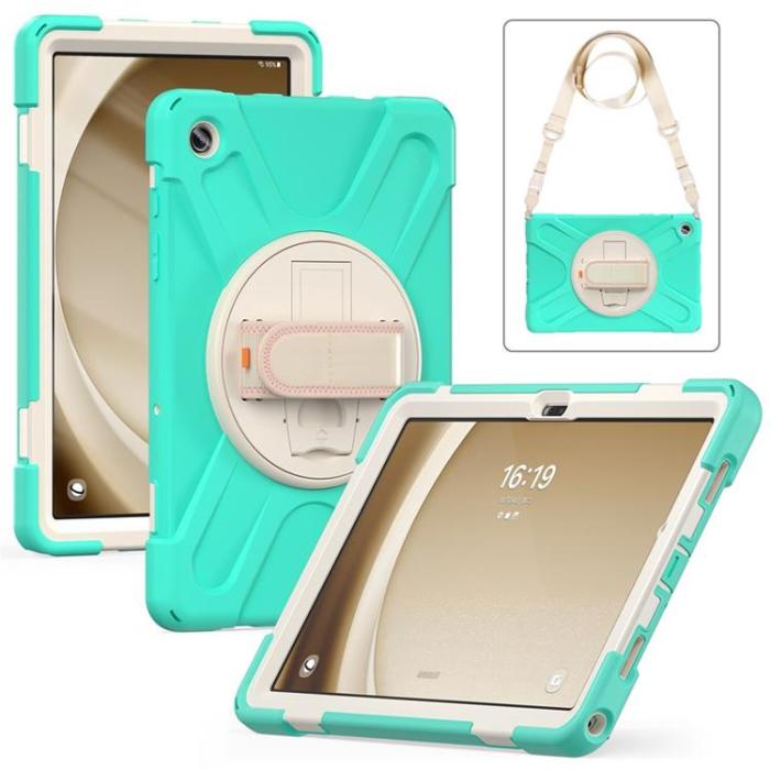 A-One Brand - Galaxy Tab A9 Plus Skal Kickstand Handrem Med Axelrem - Mintgrön