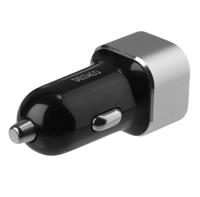 UTGATT1 - Deltaco Billaddare 2xUSB-A 17 W - Svart/Silver