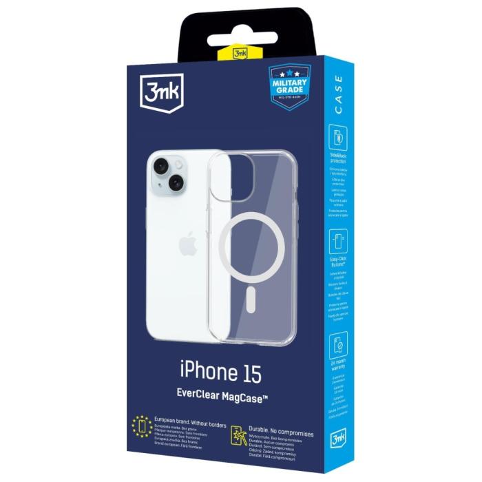 3MK - 3MK iPhone 15 Mobilskal MagSafe EverClear - Genomskinlig