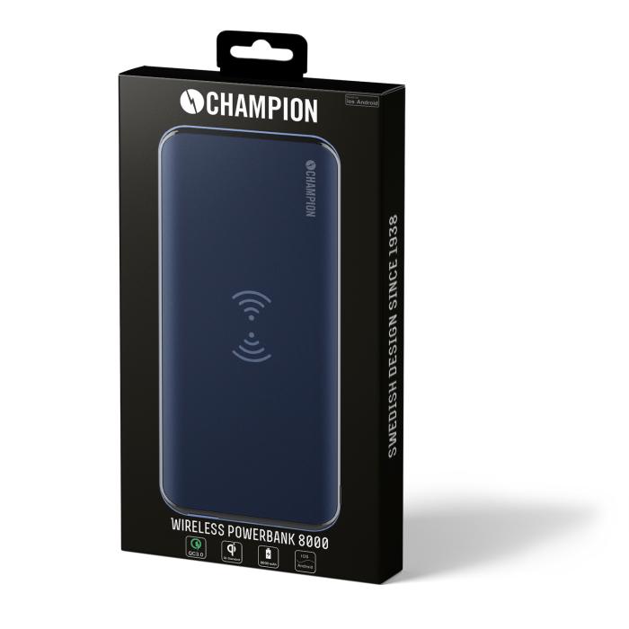 UTGATT5 - PowerBank QI 8000 mAh Blå
