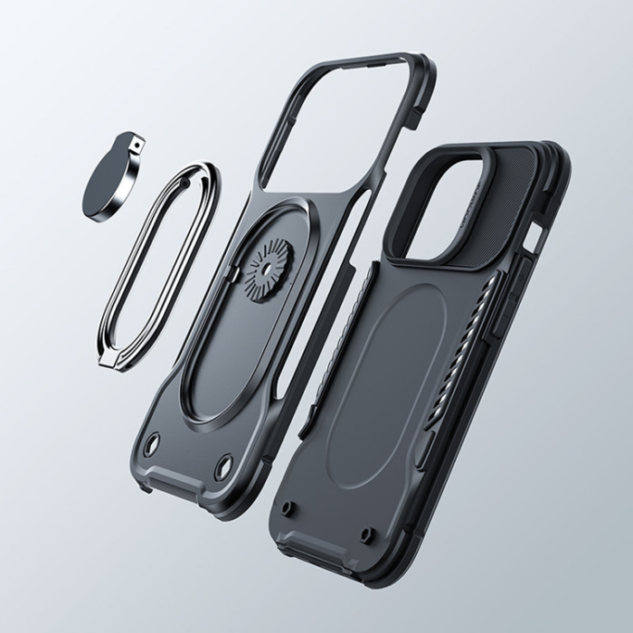 Joyroom - Joyroom iPhone 14 Pro Skal Ringhållare Dual Hinge - Svart