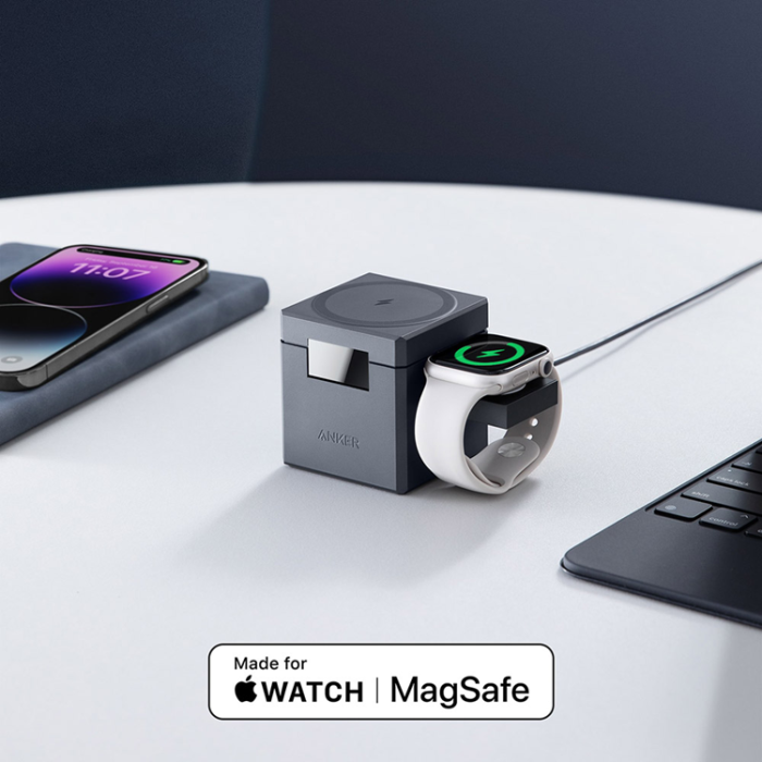 Anker - Anker 3-in-1 Trådlös Laddare Magsafe 15W iPhone, Apple Watch, AirPods - Grå