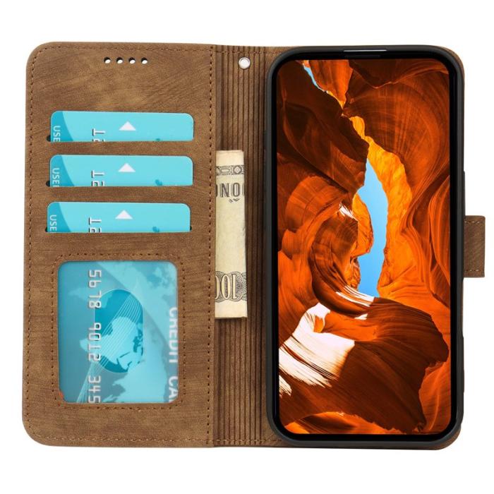 OEM - Samsung Galaxy A37 Fodral Äkta Läder Magnetiskt Skydd - Brun