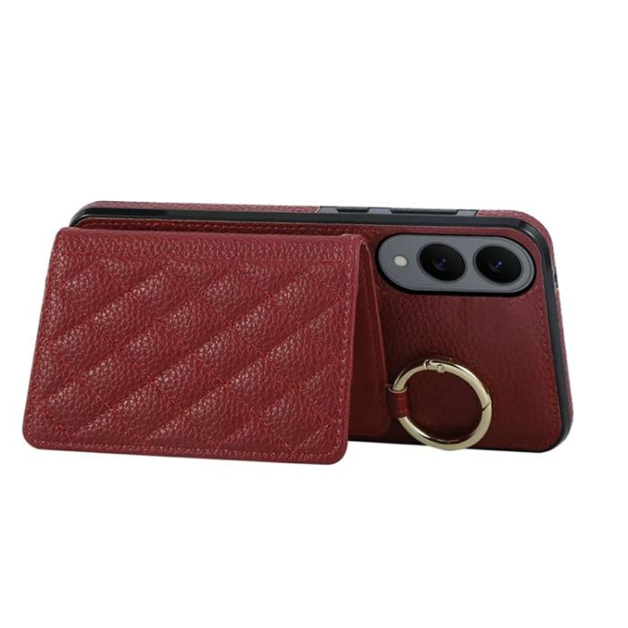 A-One Brand - Galaxy S25 Edge Mobilskal Korthållare Kickstand Rhombus - Röd