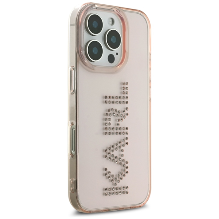 KARL LAGERFELD - Karl Lagerfeld iPhone 16 Pro Max Mobilskal Rhinestones Logo - Rosa