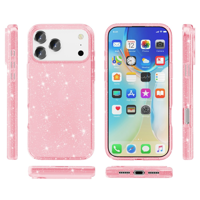 A-One Brand - iPhone 17 Pro Mobilskal Glittrande Puderglitter - Rosa