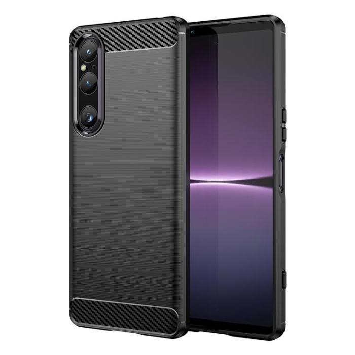 OEM - Sony Xperia 1 V Mobilskal Carbon Silikon - Svart