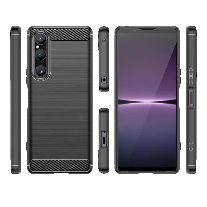 OEM - Sony Xperia 1 V Mobilskal Carbon Silikon - Svart
