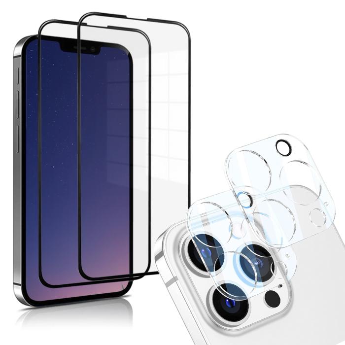 UTGATT - iPhone 13 Pro [4-PACK] 2 X Kameralinsskydd Glas + 2 X Härdat Glas