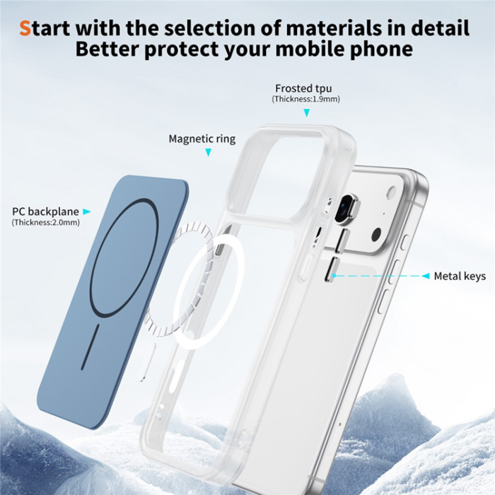 A-One Brand - iPhone 17 Pro Mobilskal MagSafe Skin Touch TPU PC - Blå