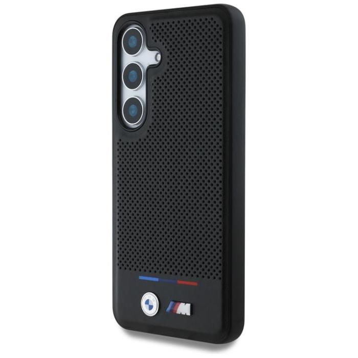 BMW - BMW Galaxy S25 Mobilskal MagSafe Läder Tricolor Stripe - Svart