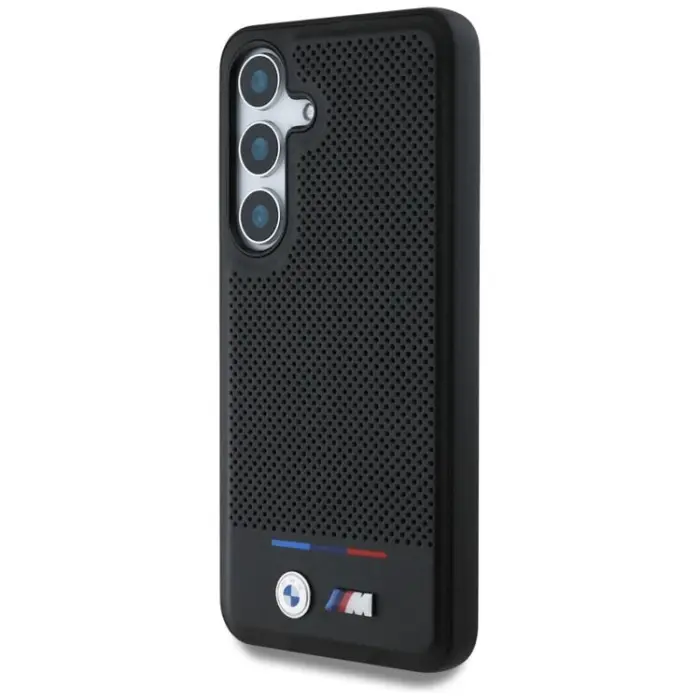 BMW - BMW Galaxy S25 Mobilskal MagSafe Läder Tricolor Stripe - Svart