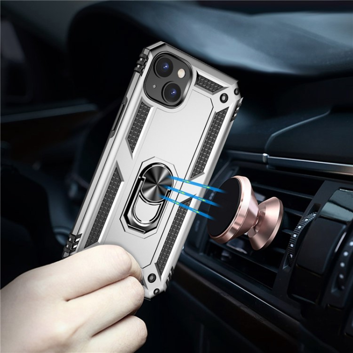 A-One Brand - iPhone 15 Plus Mobilskal med Kickstand - Silver
