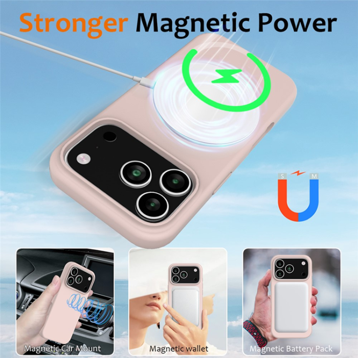 A-One Brand - iPhone 17 Pro Mobilskal MagSafe Silikon Anti-Drop - Rosa