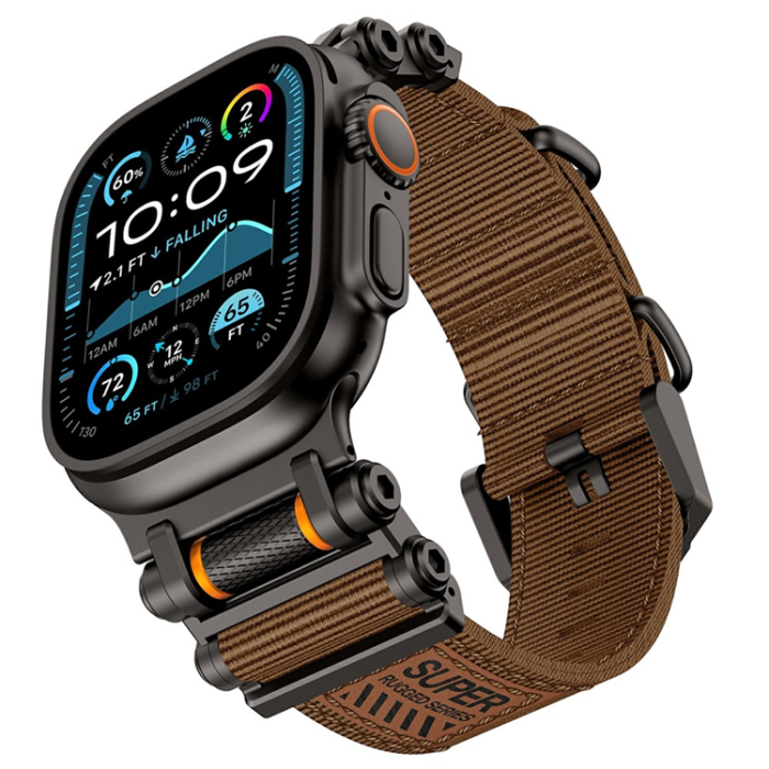 A-One Brand - Apple Watch 42/44/45/46/49mm Armband Nylon - Brun