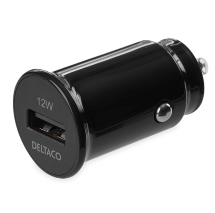 UTGATT1 - Deltaco USB Billaddare 12 W Till Lightning Kabel 1m - Svart