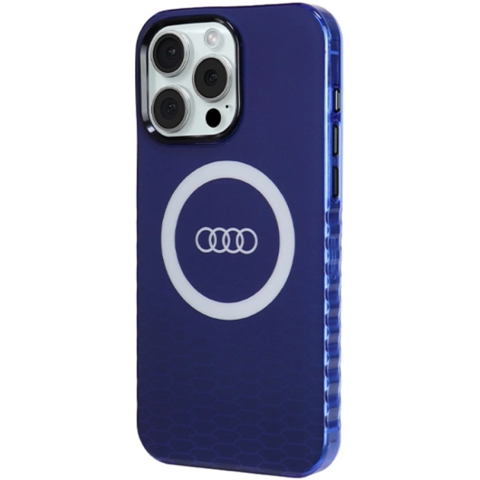 Audi - Audi iPhone 15 Pro Max Mobilskal Magsafe IML Big Logo - Blå