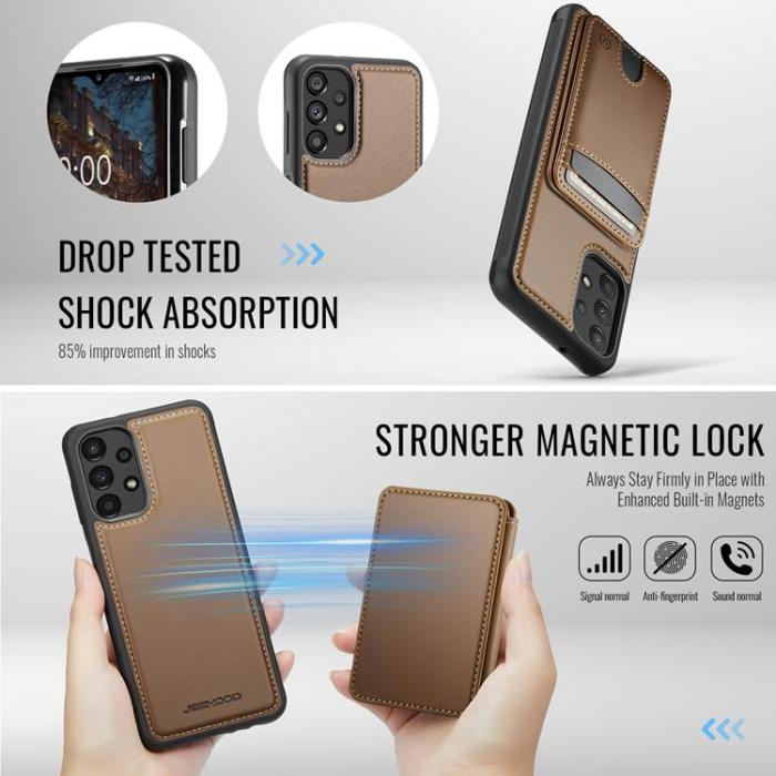 OEM - JEEHOOD Samsung Galaxy A13 4G/5G Mobilskal Konstläder med Kortfack - Brun