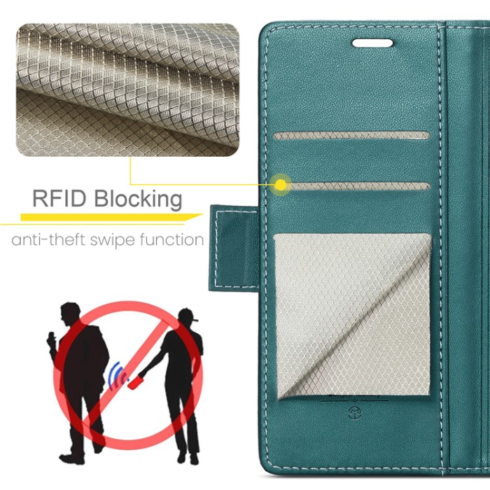 Caseme - Caseme Google Pixel 7A Plånboksfodral RFID Litchi - Grön
