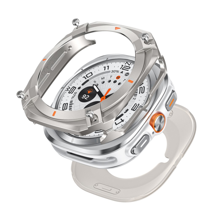A-One Brand - Samsung Galaxy Watch Ultra (47mm) Skal Cyber Style - Titanium/Orange