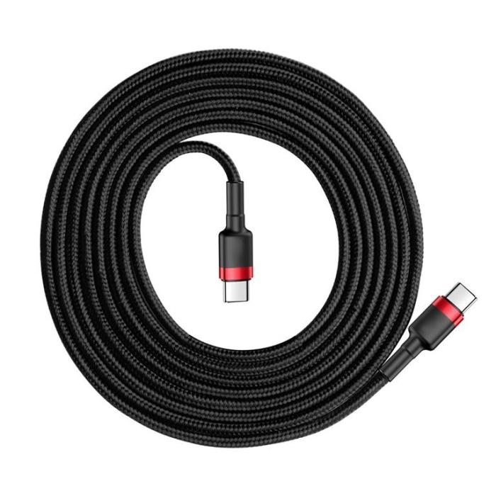 UTGATT1 - SiGN Cafule USB-C till USB-C Kabel, QC 3.0, USB-C PD, 3A, 2m - Röd/Svart