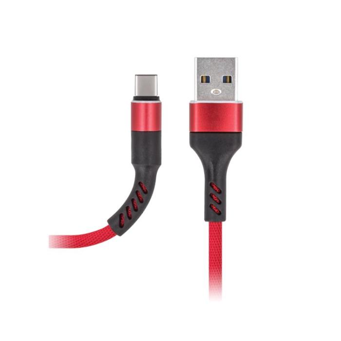 Maxlife - Maxlife USB - USB-C Kabel 1 m 2A - Röd Nylon