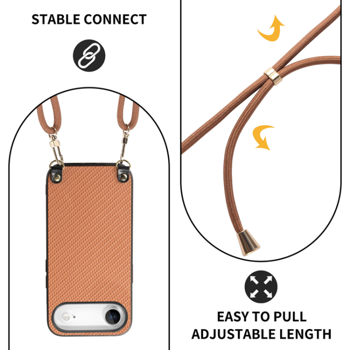 A-One Brand - iPhone Air Mobilskal Med Axelrem Snodd Carbon Fiber - Brun