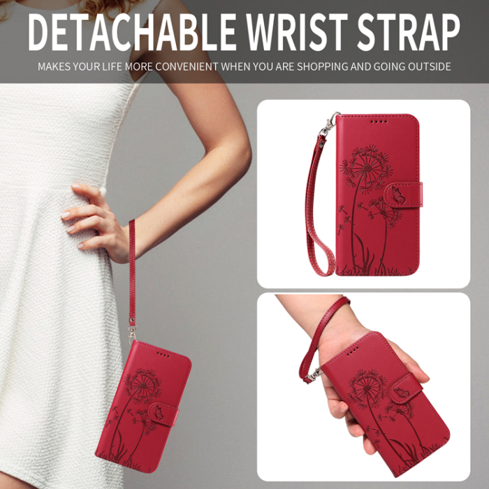 A-One Brand - Sony Xperia 10 VII Plånboksfodral Strap Dandelion Läder - Röd